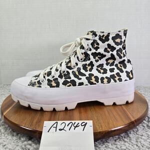 Converse Womens 8 CTAS Lugged Hi Leopard All Star Y2K Platform Casual Sneakers